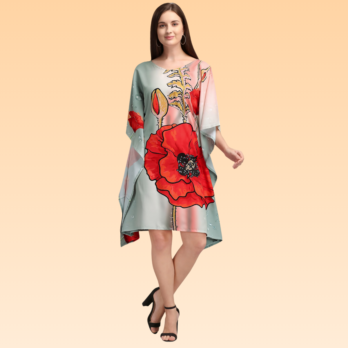Skye Red & Light Green Kaftan