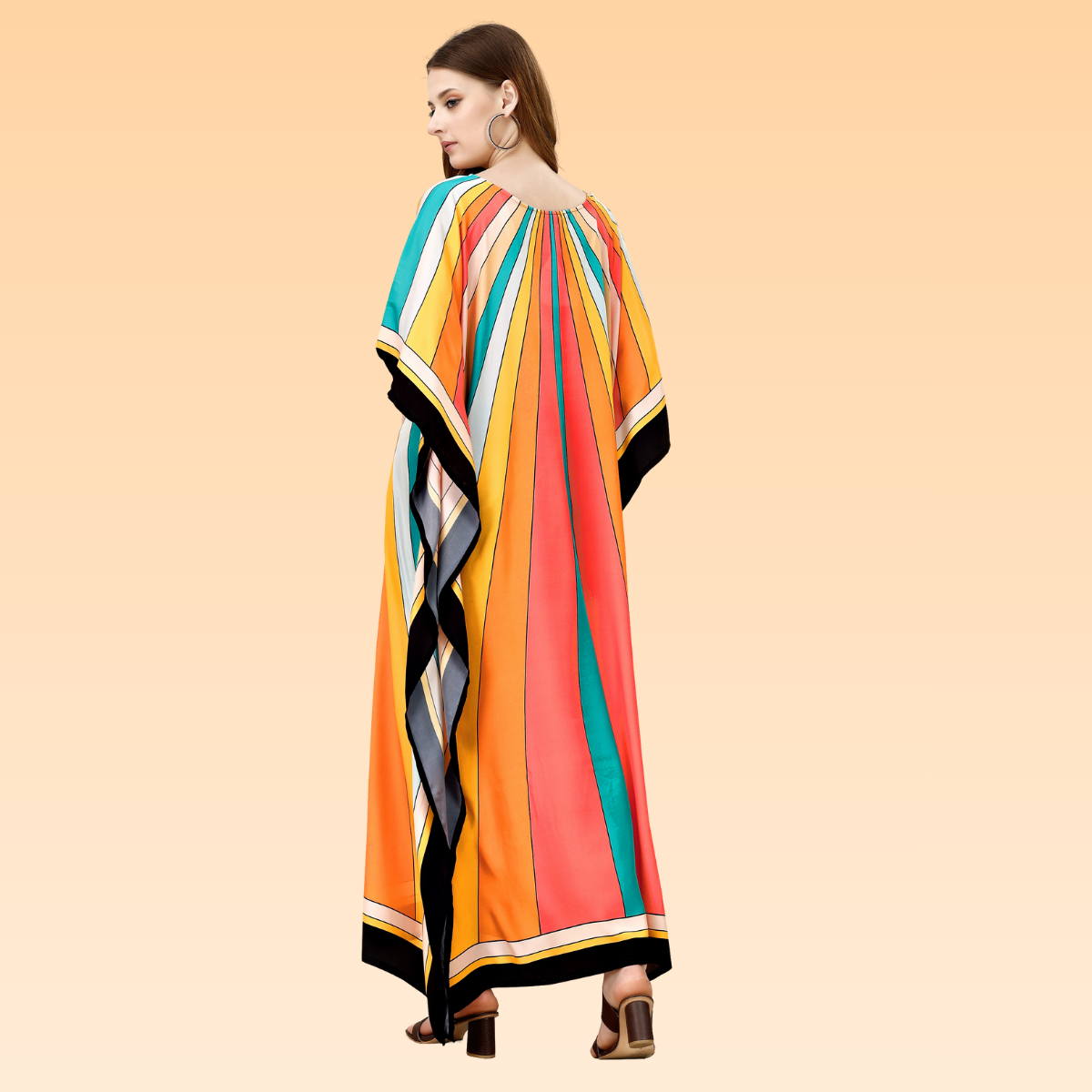 Rani Orange & Black Silk Kaftan
