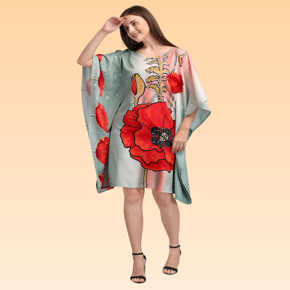 Skye Red & Light Green Kaftan