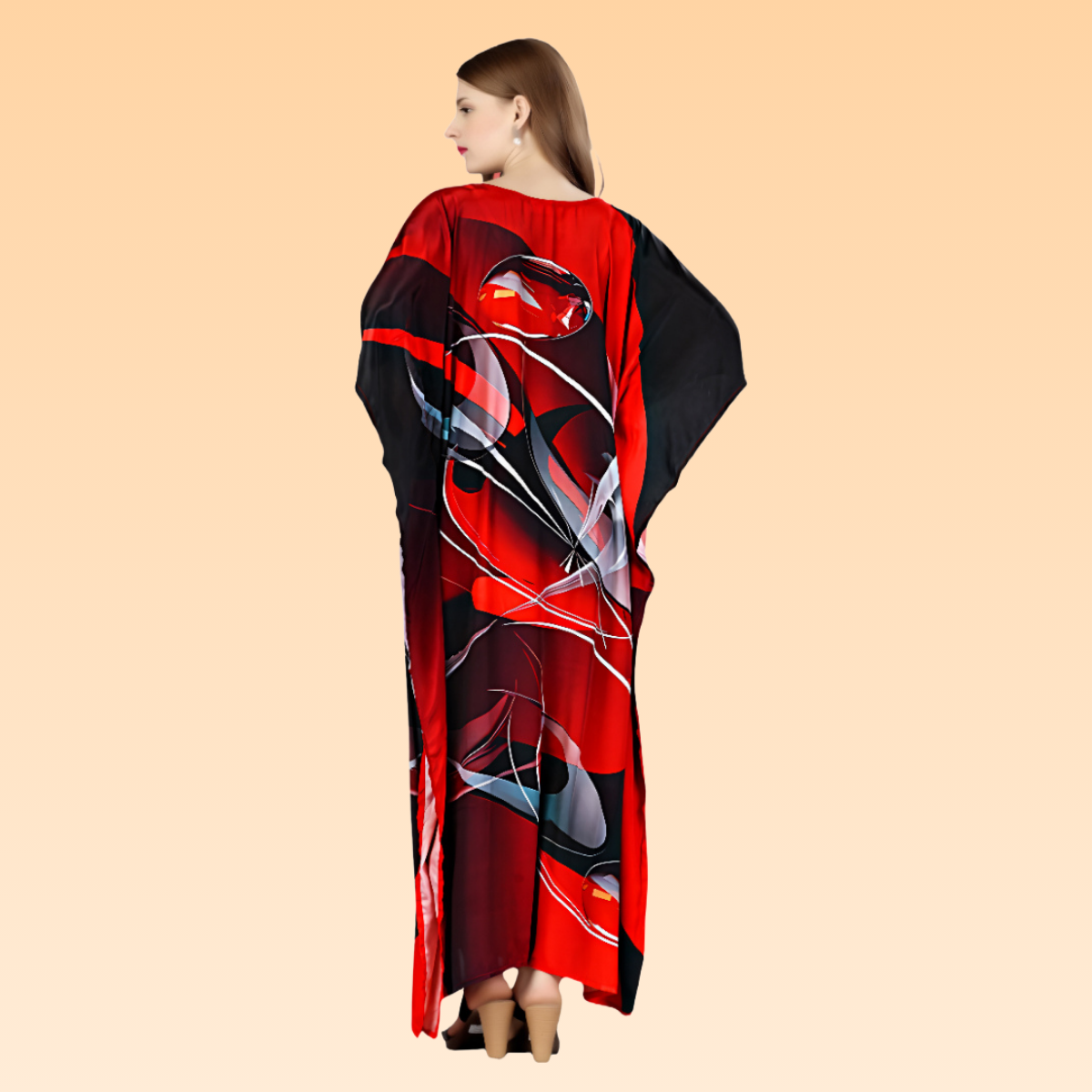 Natasha Red & Black  Silk Kaftan