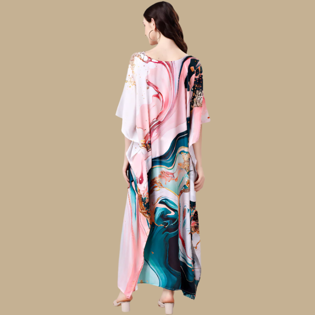 Ananya Pink & Blue Silk Kaftan