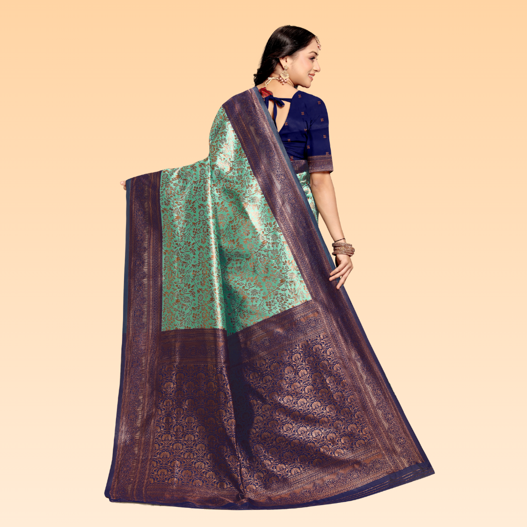Disha Purple & Light Green Banarasi Saree