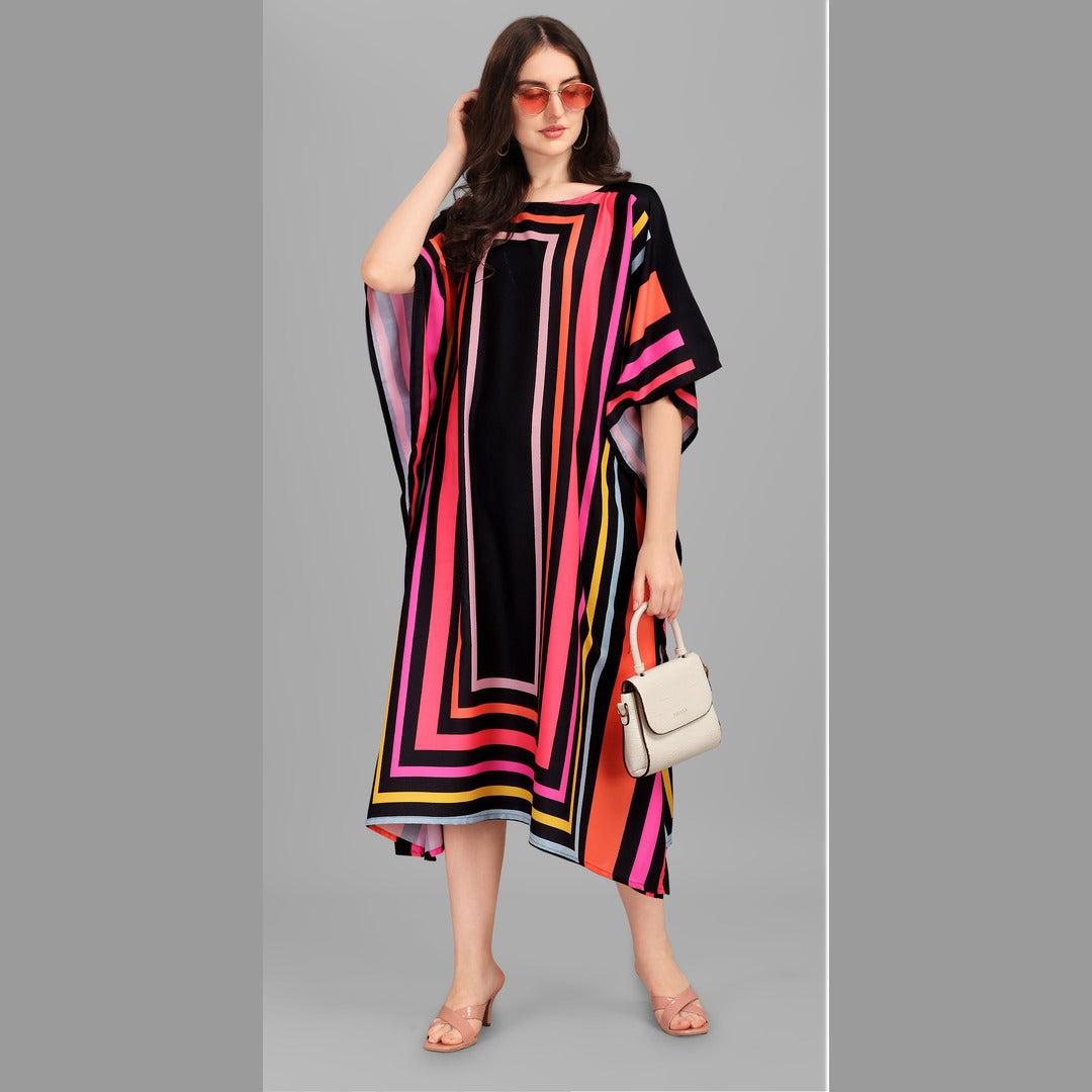 Amanda Black & Red Rayon Kaftan