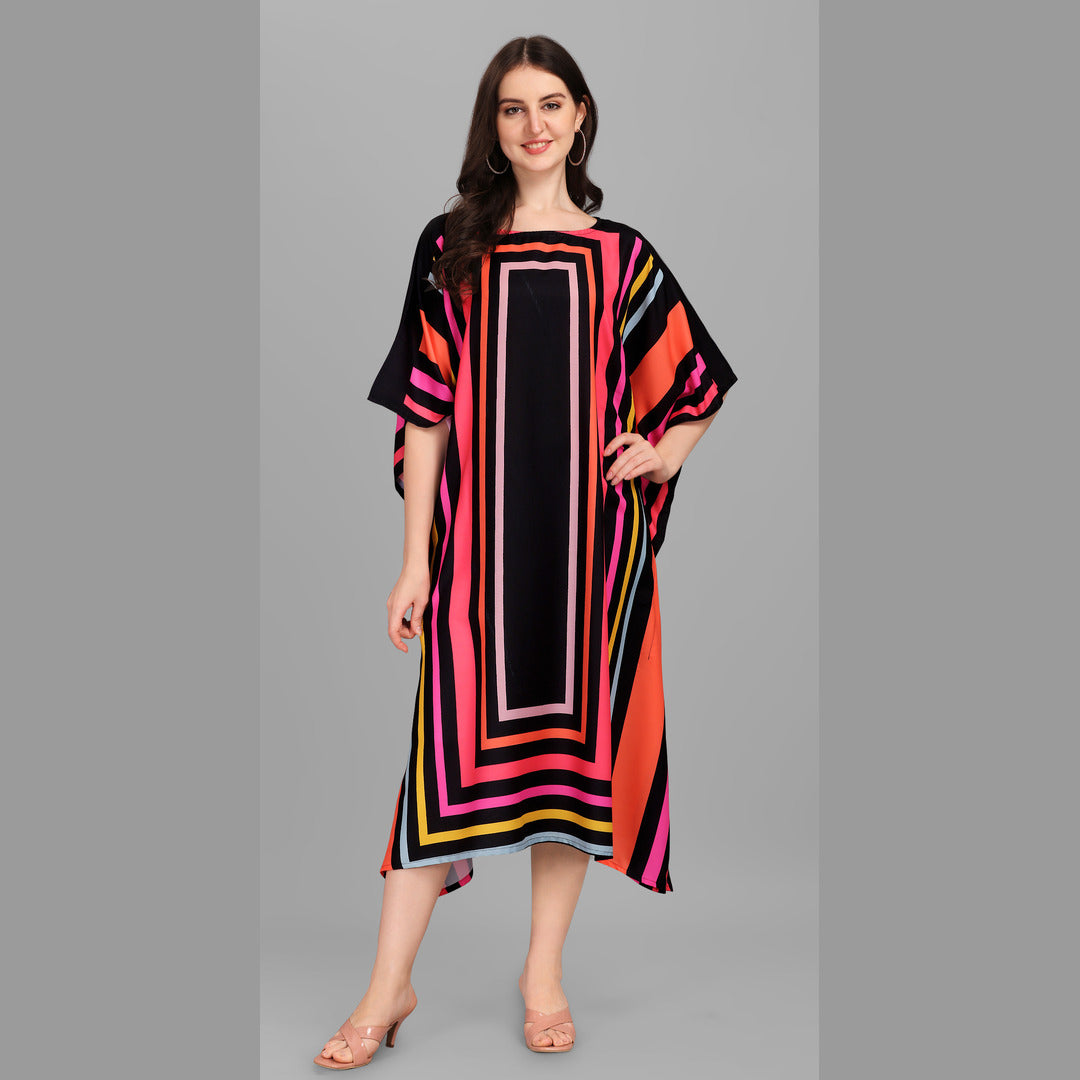 Amanda Black & Red Rayon Kaftan
