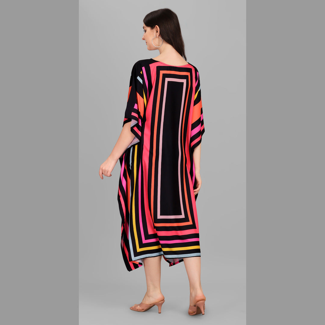 Amanda Black & Red Rayon Kaftan