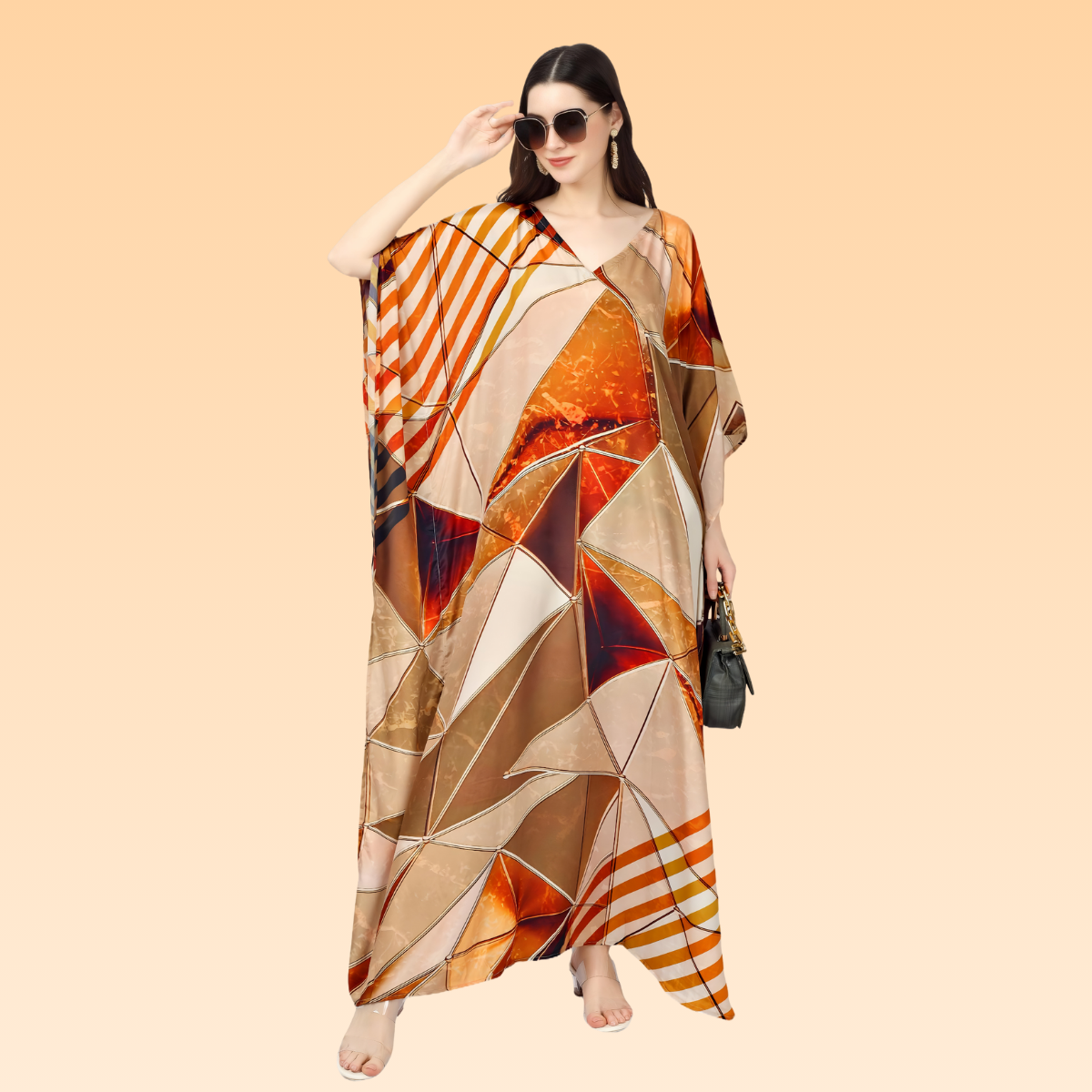 Pooja Orange & Camel Silk Kaftan