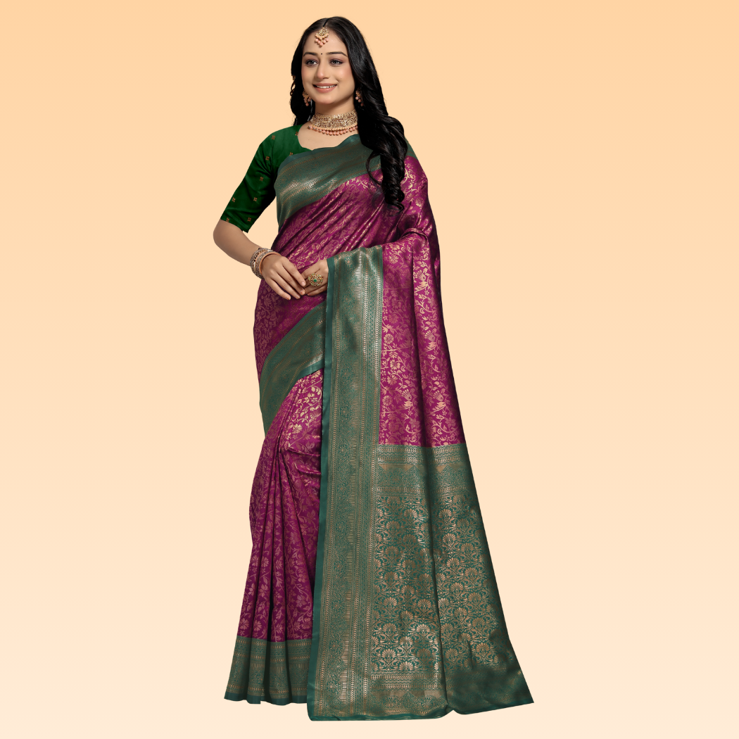 Art Silk green Banarasi Saree - 7