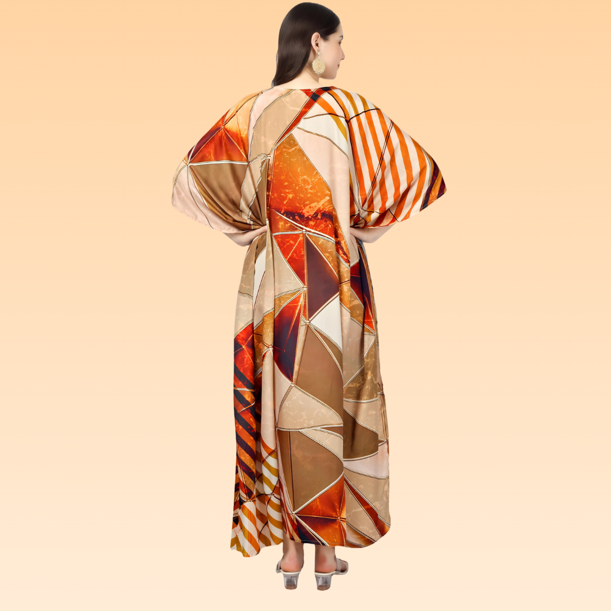 Pooja Orange & Camel Silk Kaftan