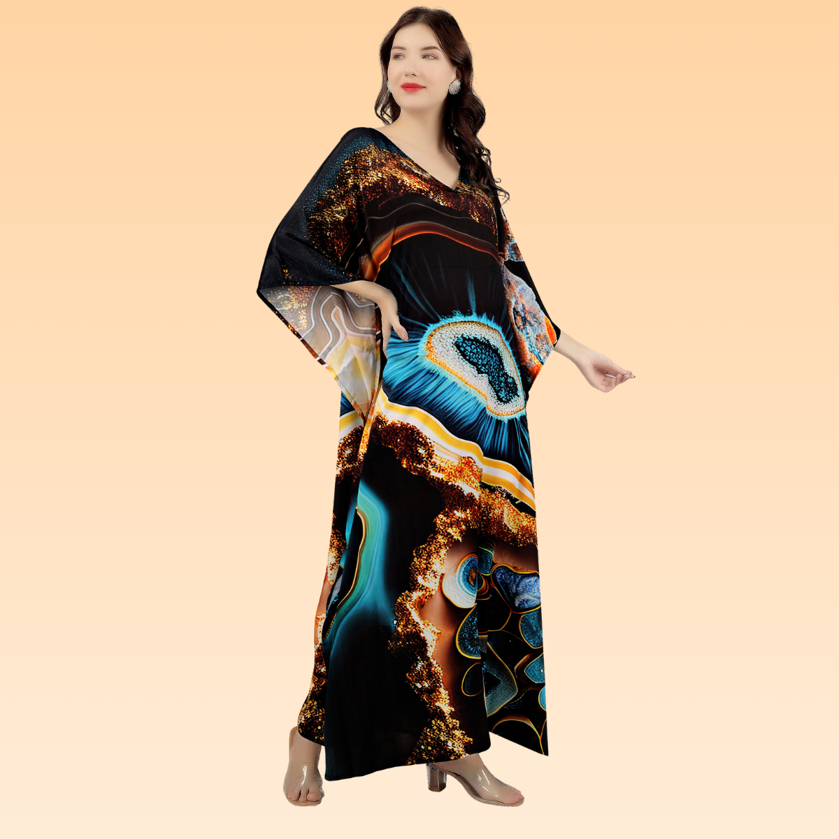 Hema Black & Light Blue Silk Kaftan