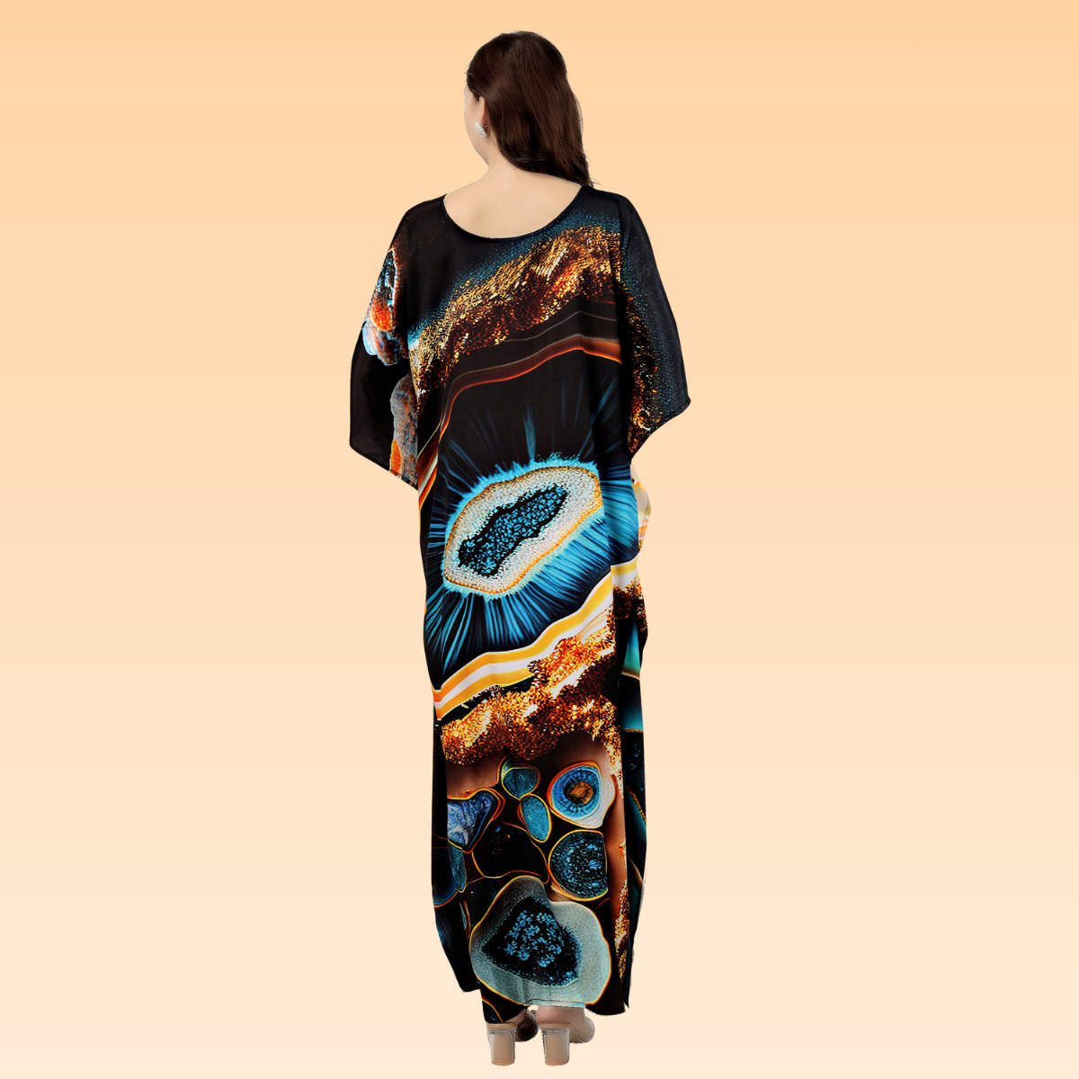 Hema Black & Light Blue Silk Kaftan