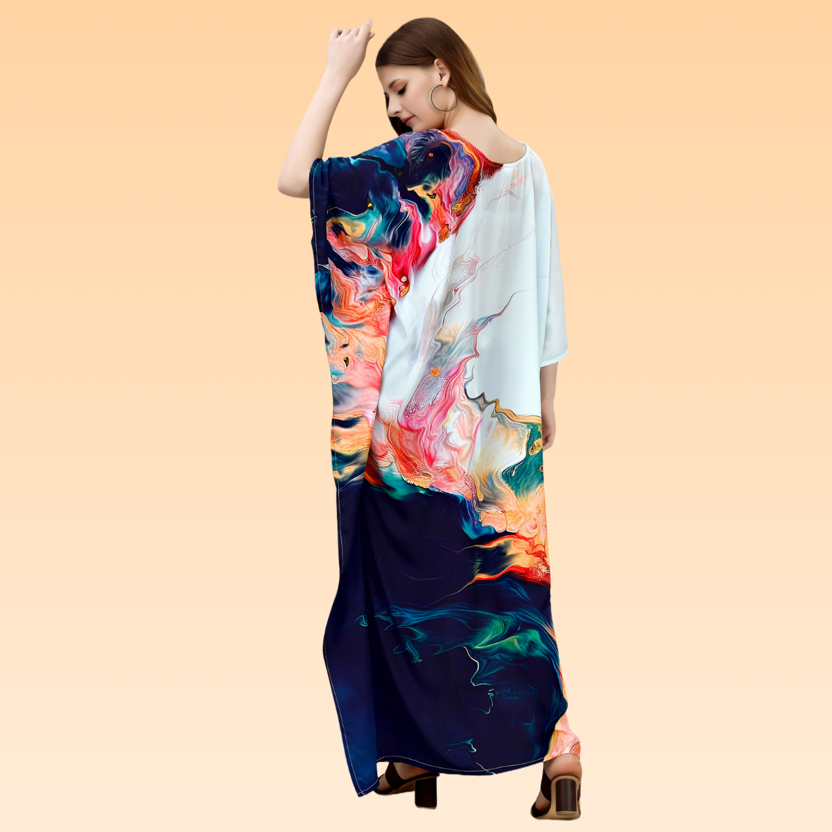 Aparna White & Blue Silk Kaftan