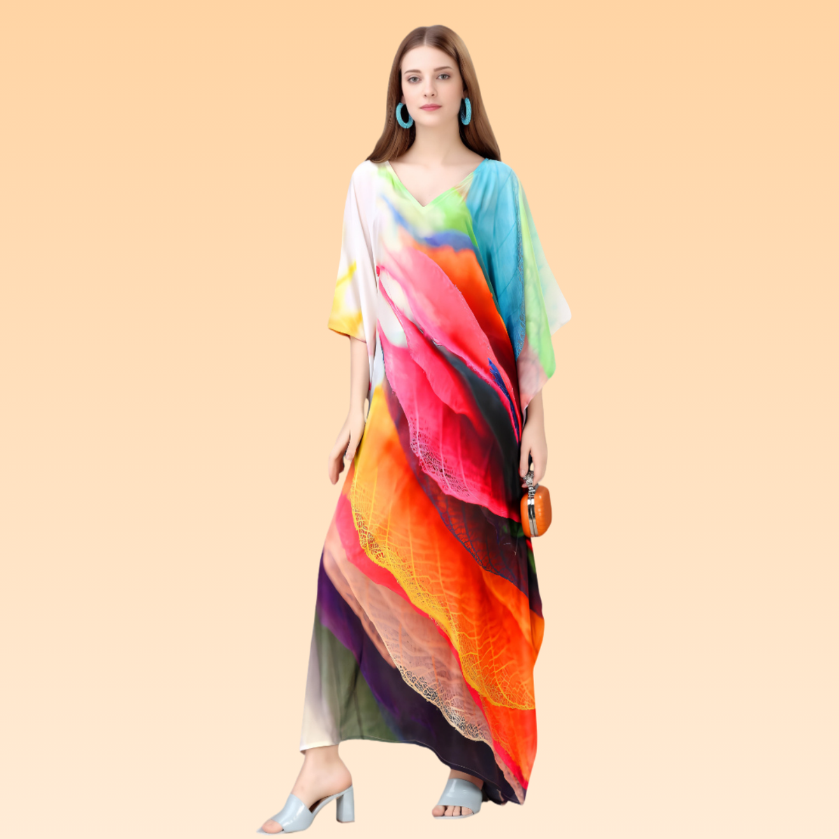 Anushka Orange & Pink Silk Kaftan