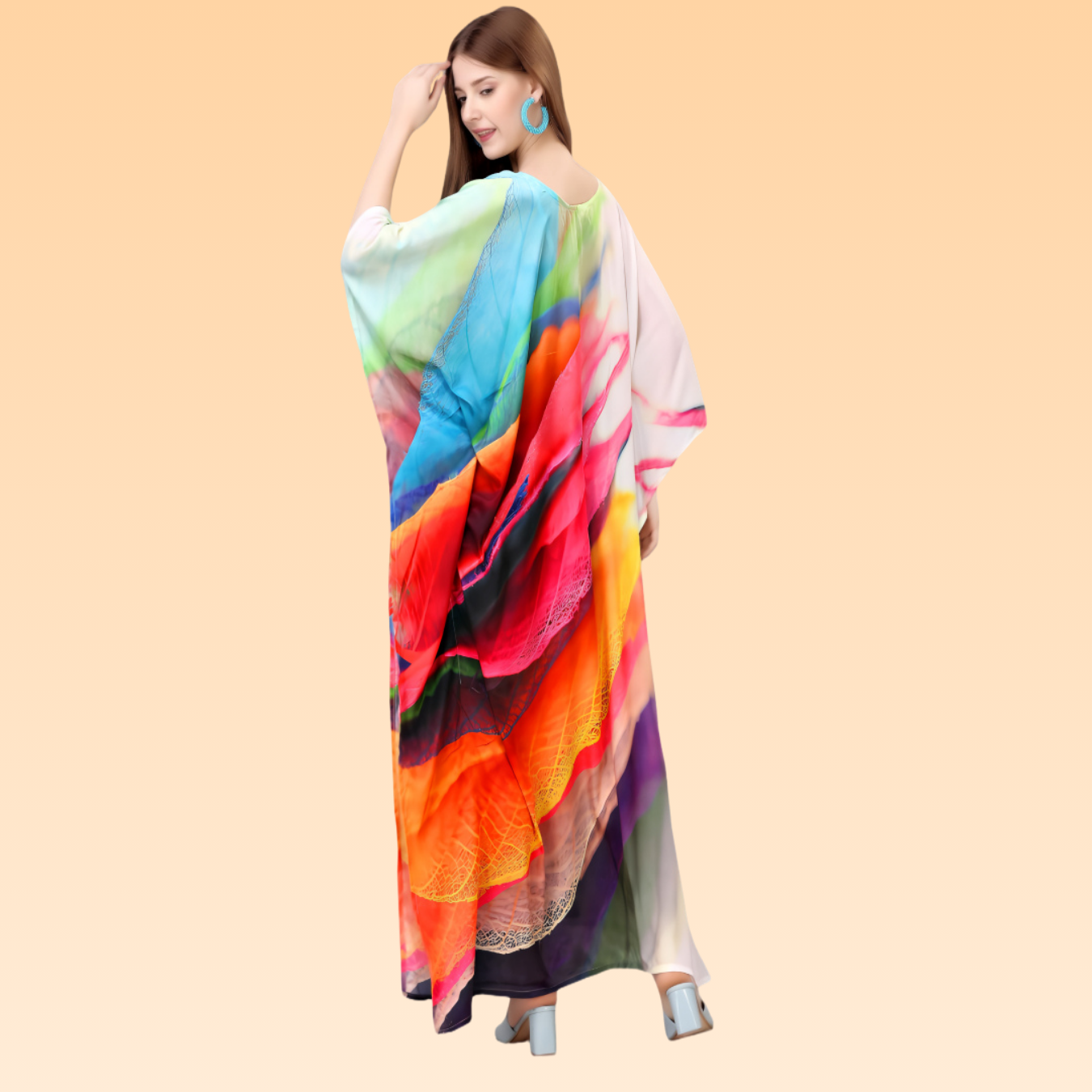 Anushka Orange & Pink Silk Kaftan