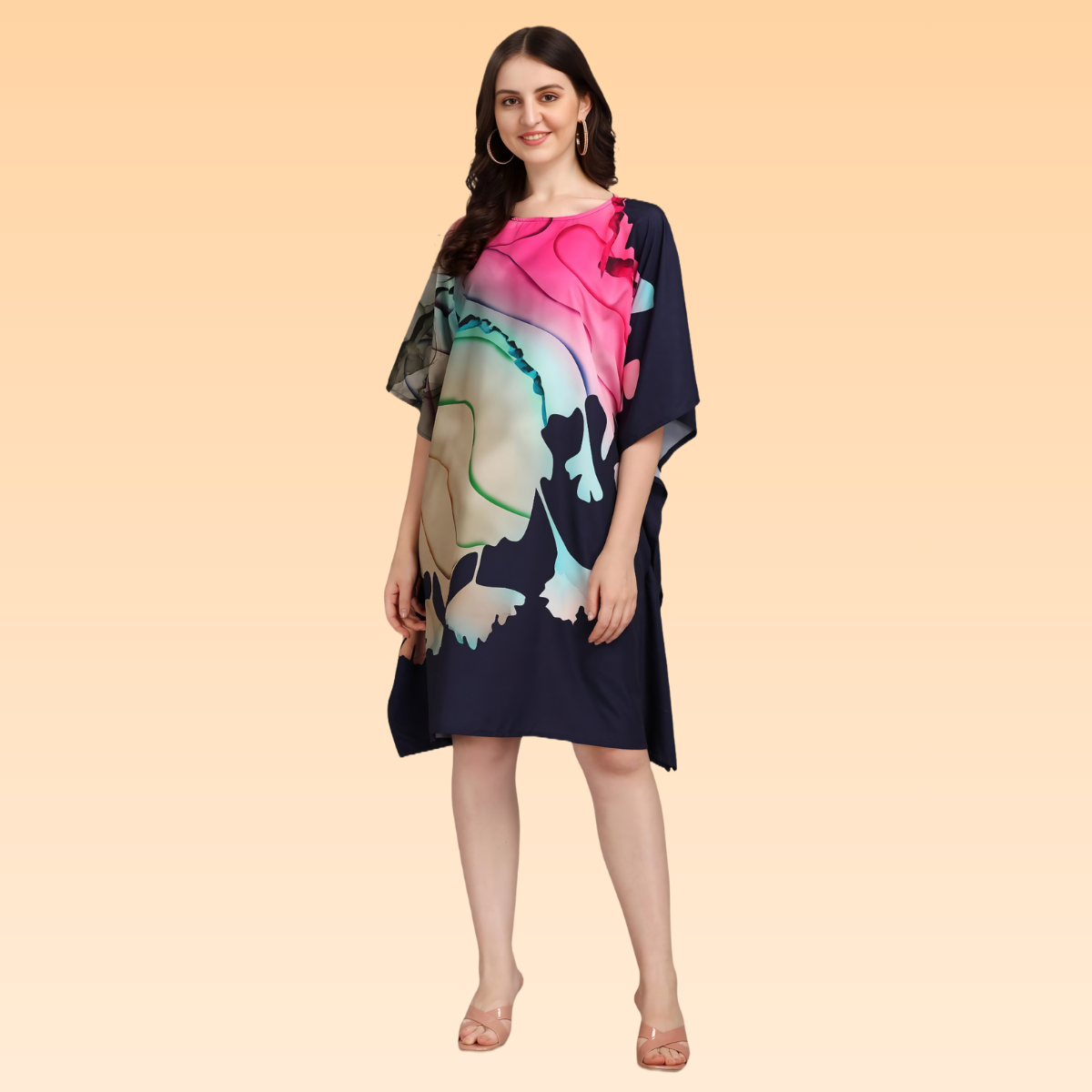 Mira Pink & Dark Blue Kaftan