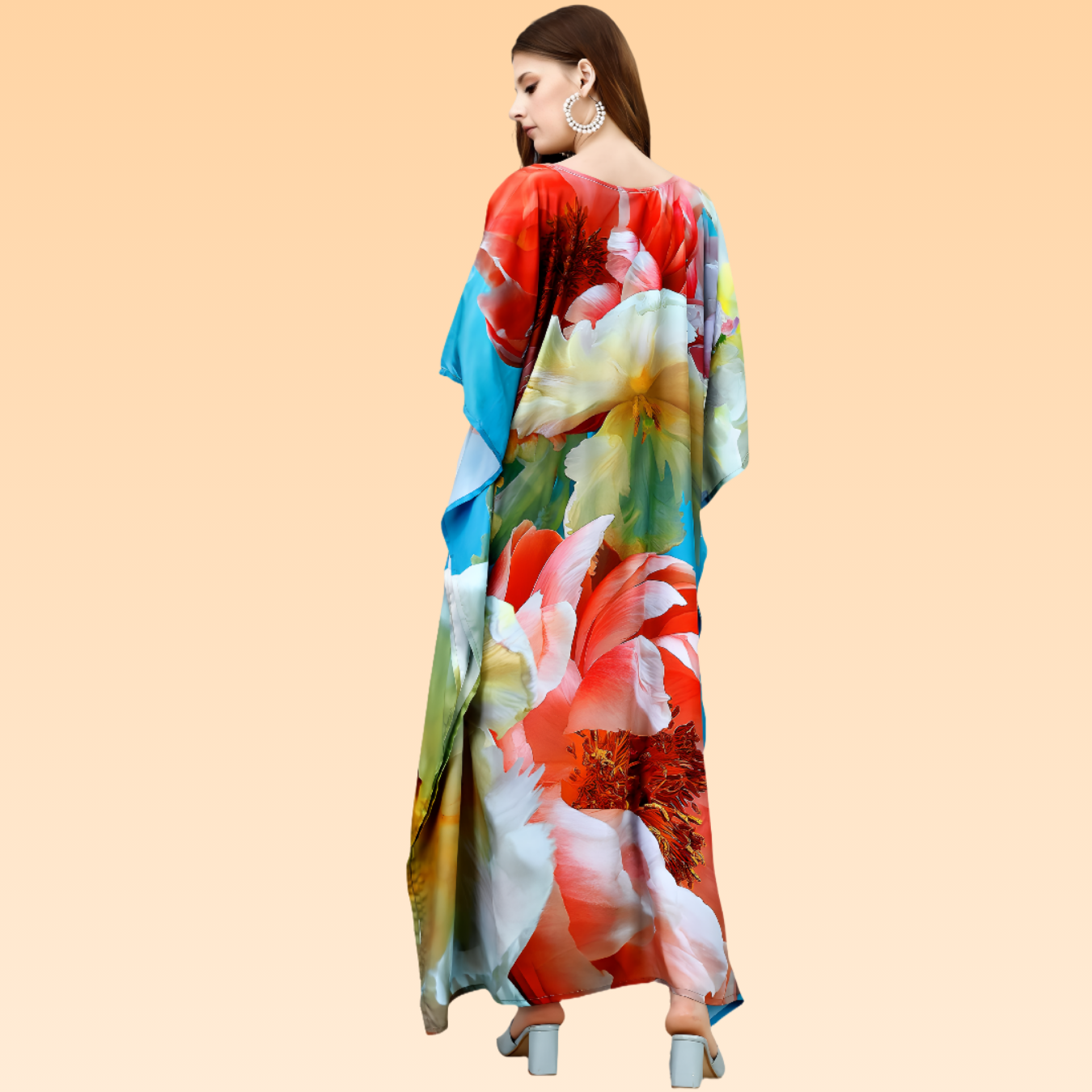 Aliya Blue & Red Silk Kaftan