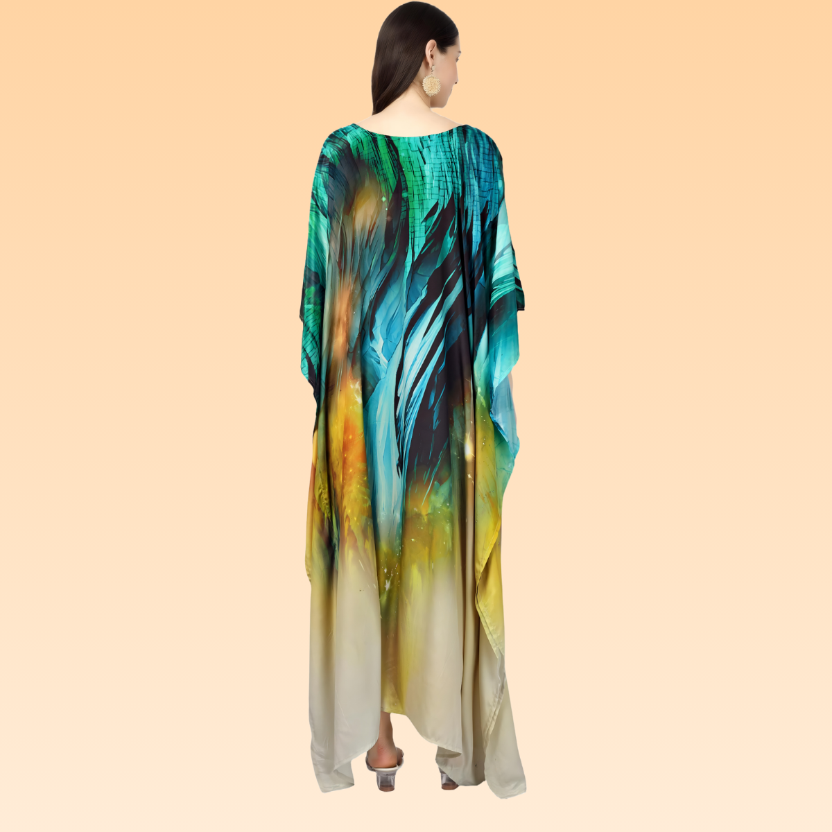 Malaika Blue & Yellow Silk Kaftan