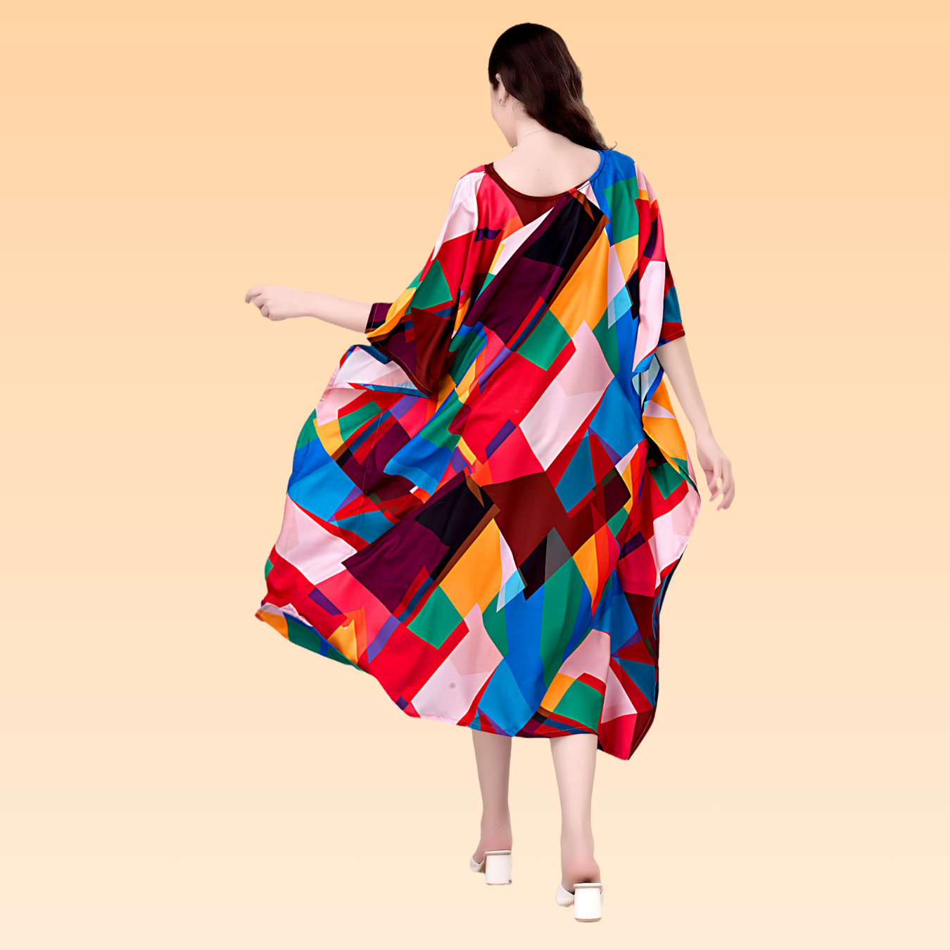 April Red & Blue Rayon Kaftan