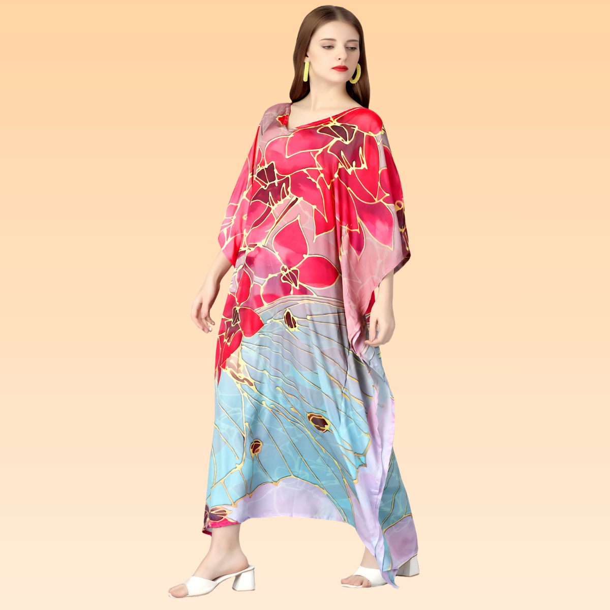 Ritika Pink & Light Blue Silk Kaftan