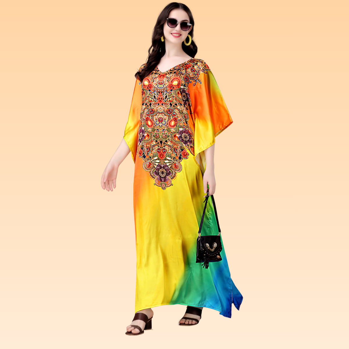 Jacqueline Yellow & Orange Nazakat Kaftan