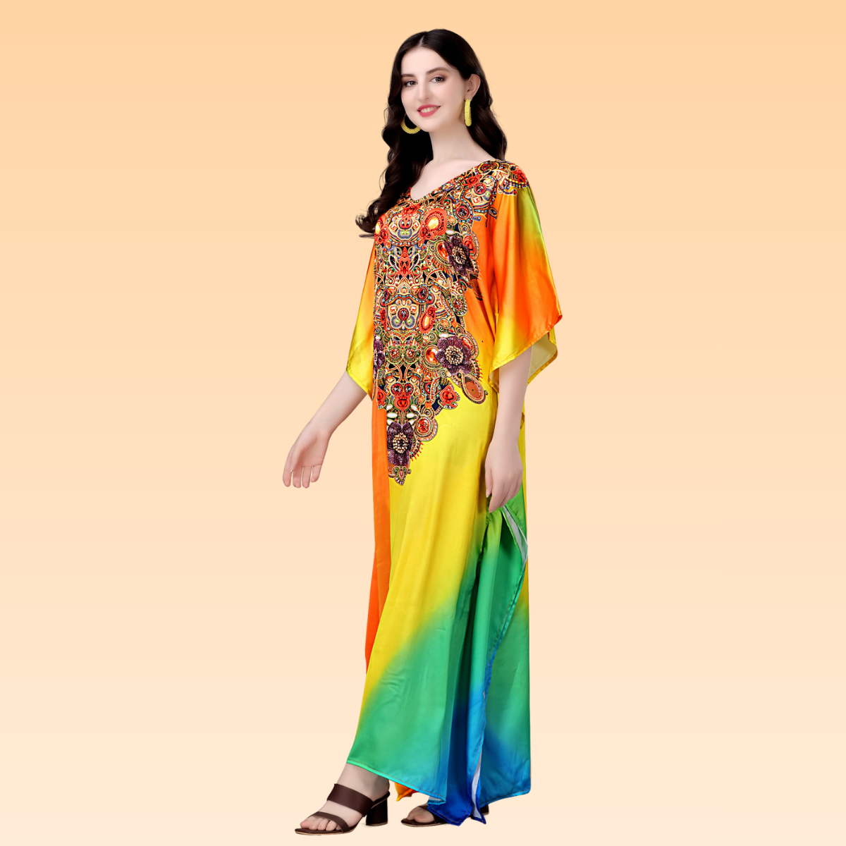 Jacqueline Yellow & Orange Nazakat Kaftan