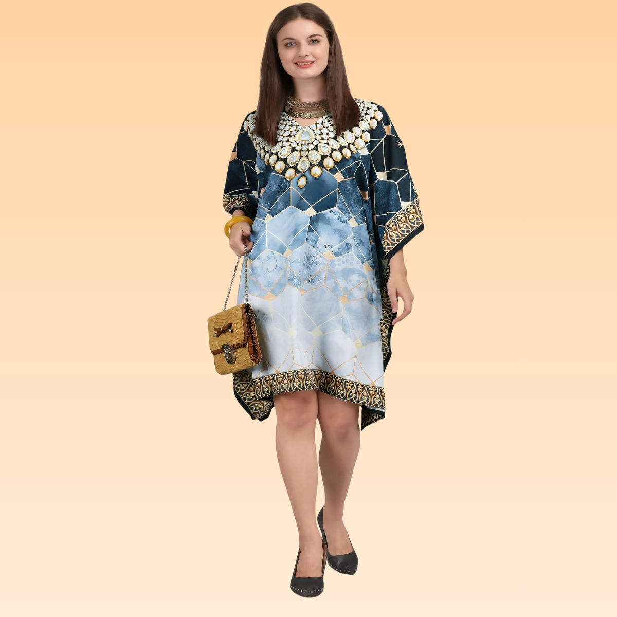 Molly Navy Blue & Light Blue Kaftan