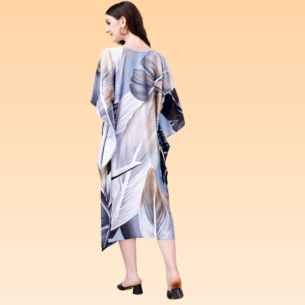 Jennifer Light Blue & White Rayon Kaftan