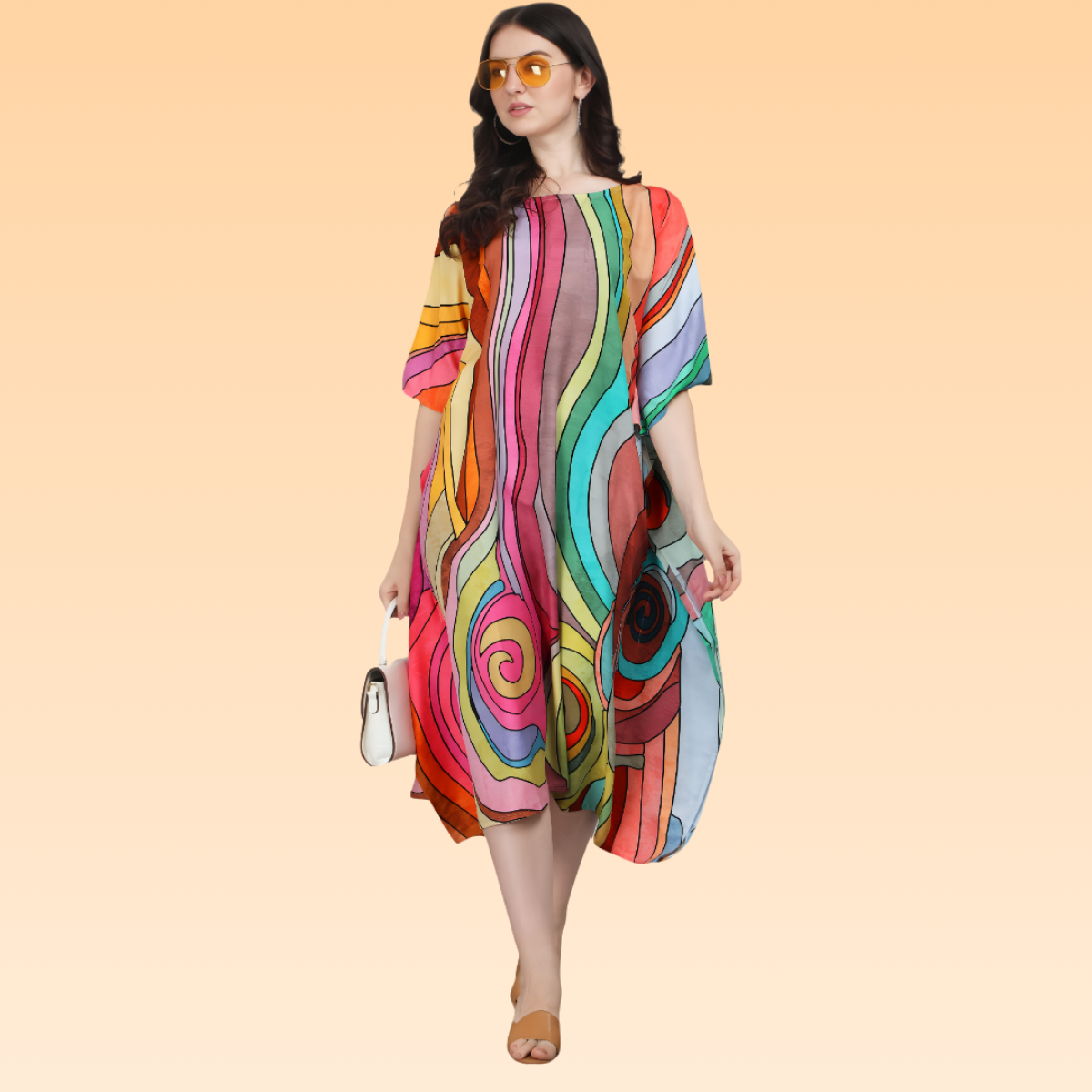 Lana Pink & Blue Rayon Kaftan