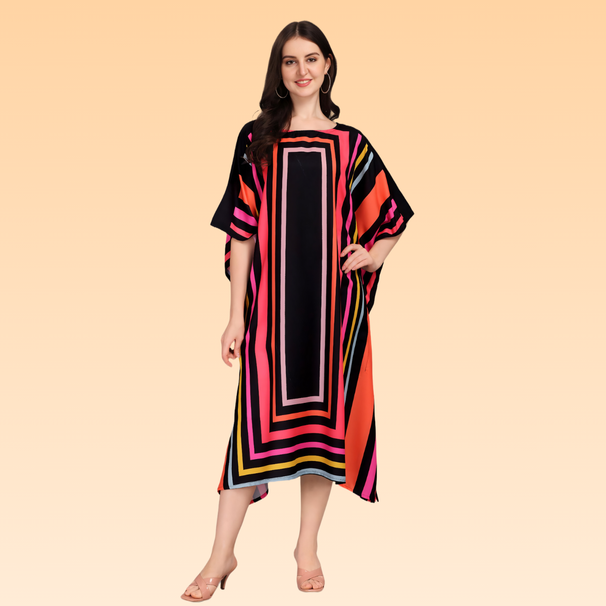 Amanda Black & Red Rayon Kaftan