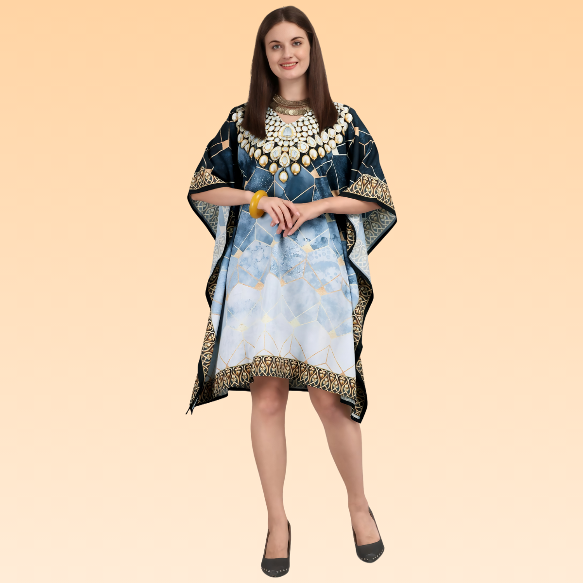 Molly Navy Blue & Light Blue Kaftan