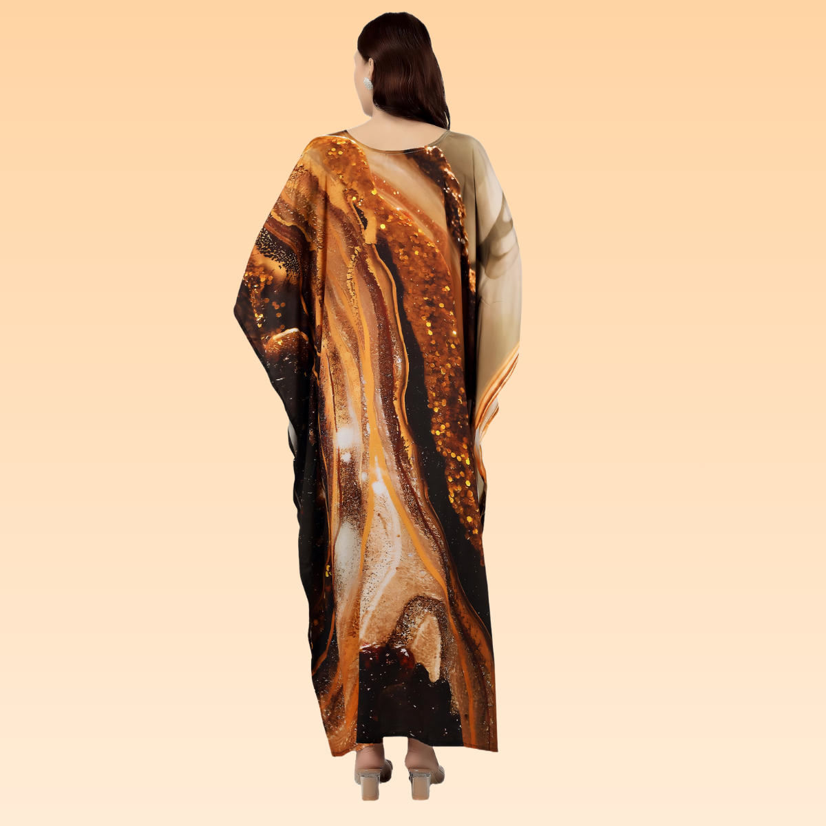 Priyanka Brown & Gold Silk Kaftan