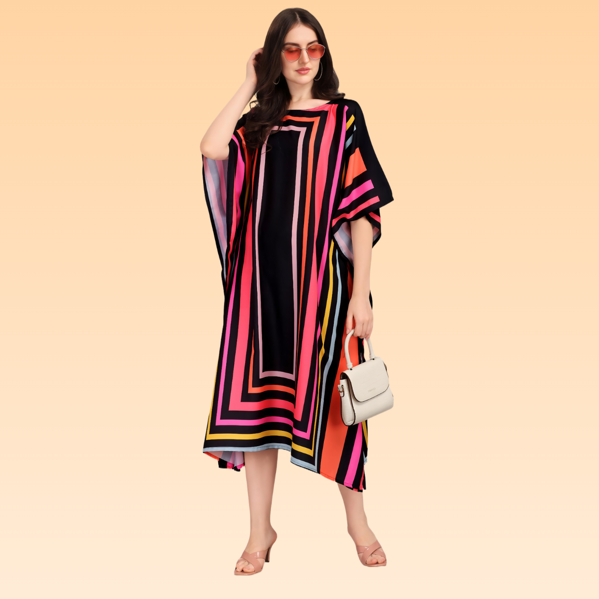 Amanda Black & Red Rayon Kaftan