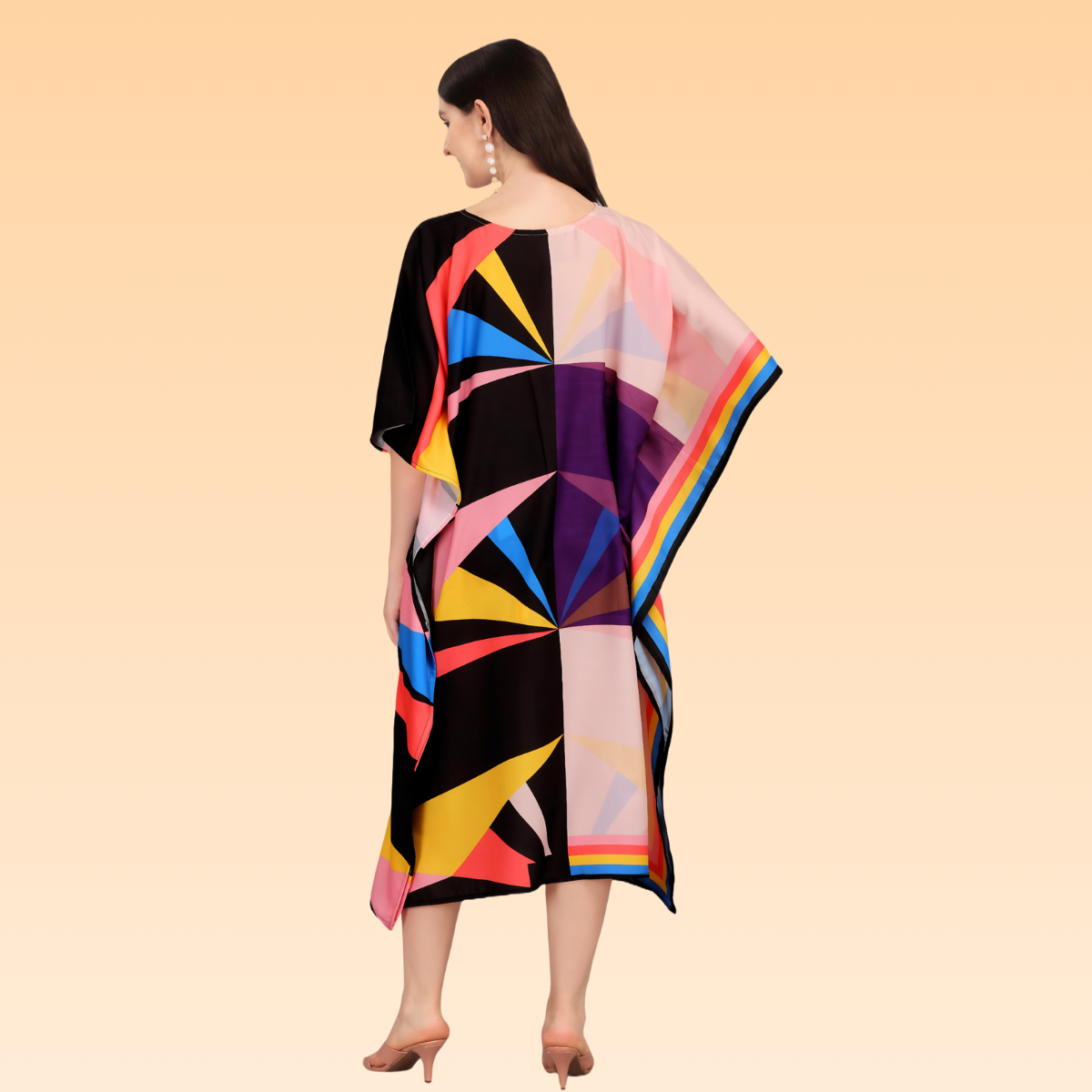 Kate Black & Pink Rayon Kaftan