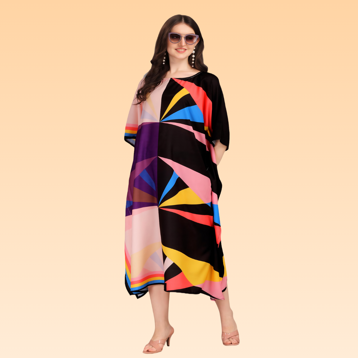 Kate Black & Pink Rayon Kaftan