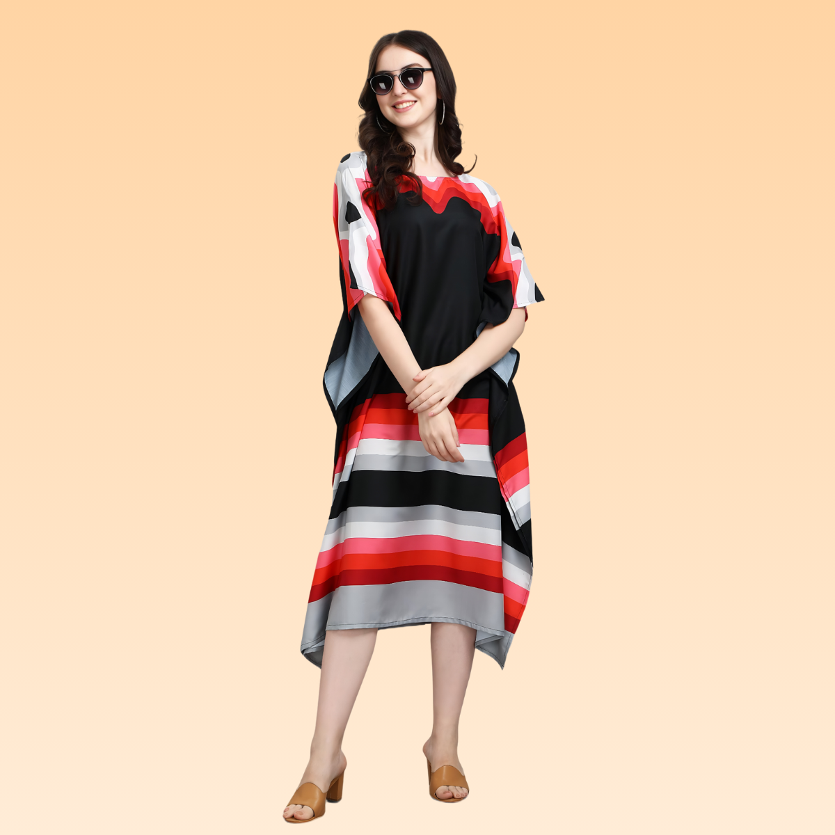 Joy Red & Black Rayon Kaftan