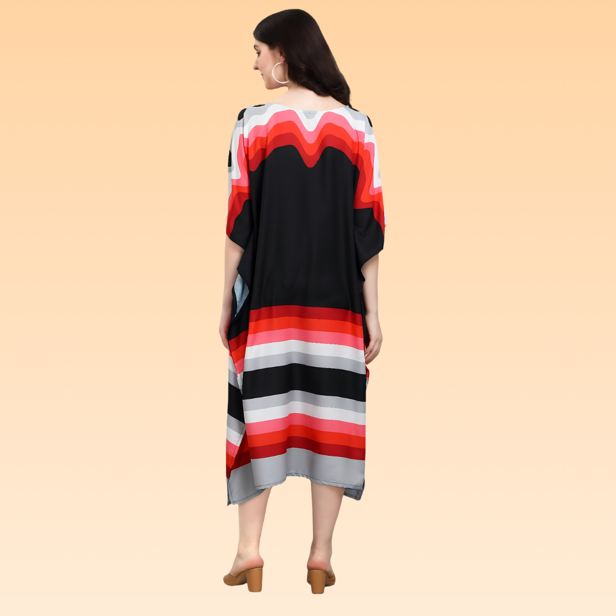 Joy Red & Black Rayon Kaftan