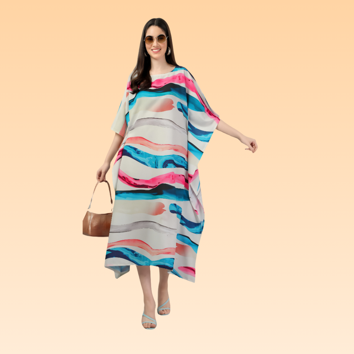 Emmy Pink & Blue Rayon Kaftan