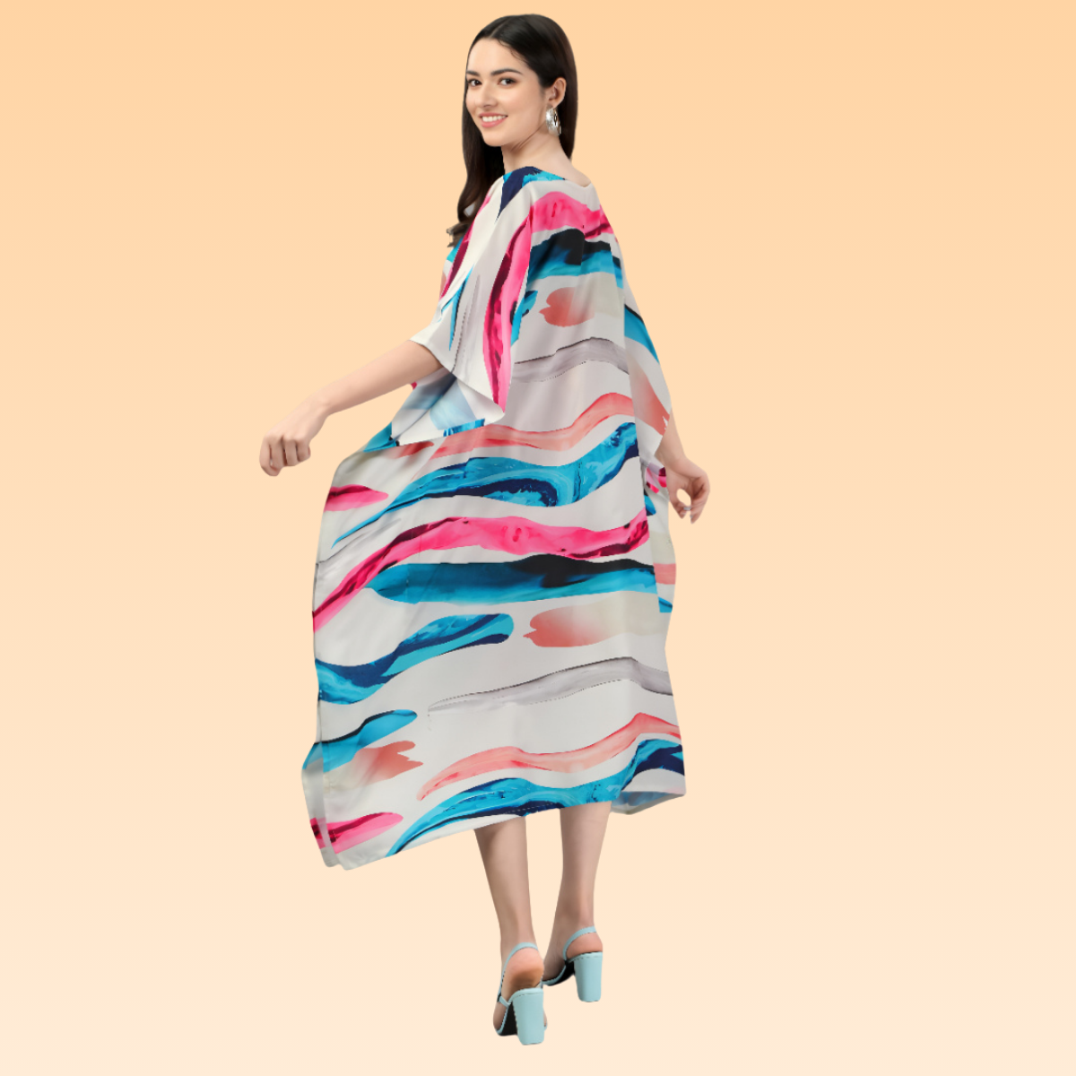 Emmy Pink & Blue Rayon Kaftan