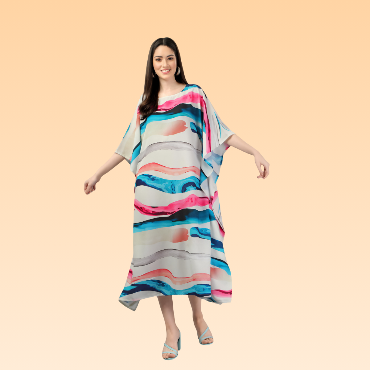 Emmy Pink & Blue Rayon Kaftan