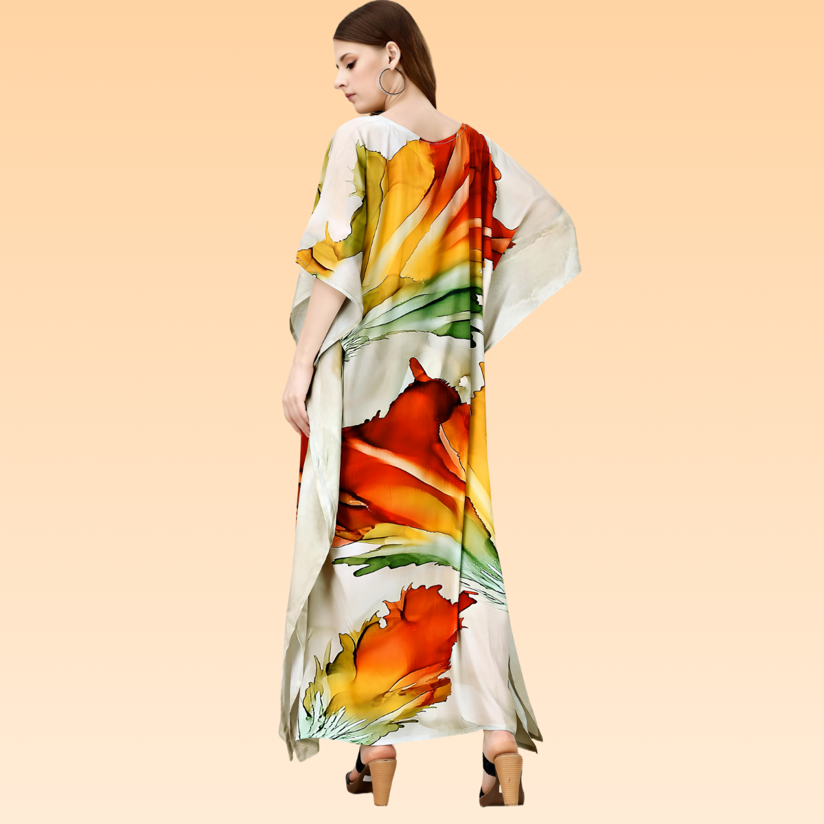 Komal Yellow & Red Silk Kaftan