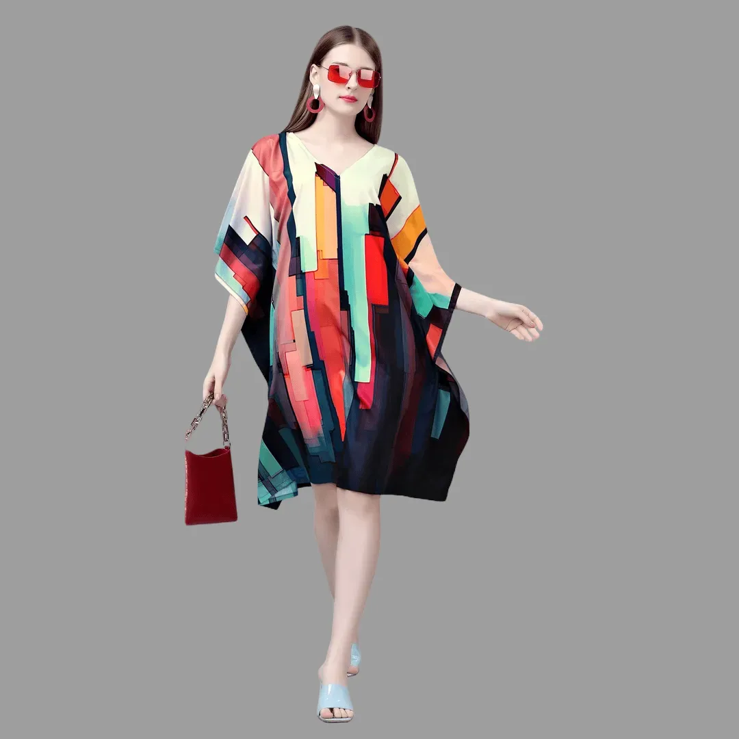 Sydney Black & Beige Mini Kaftan