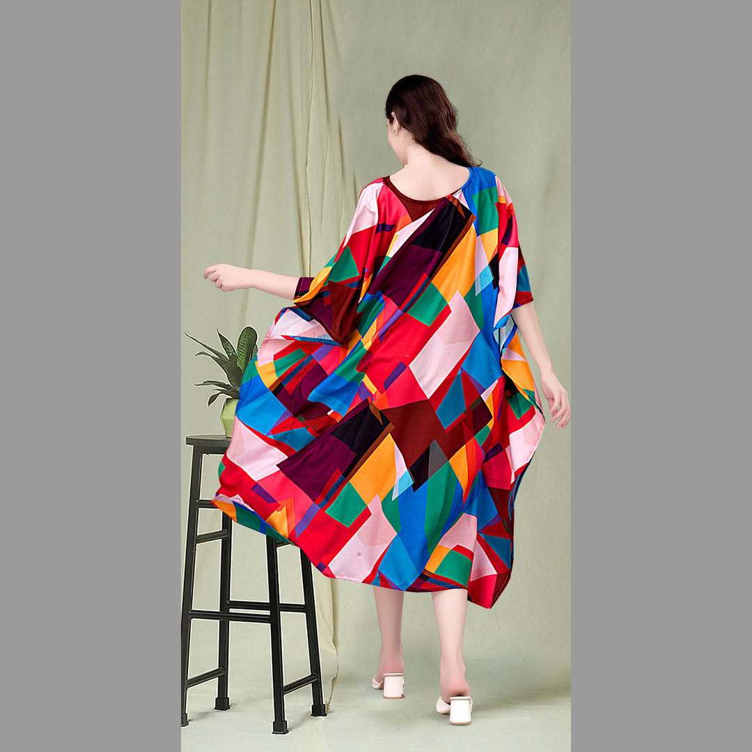 April Red & Blue Rayon Kaftan