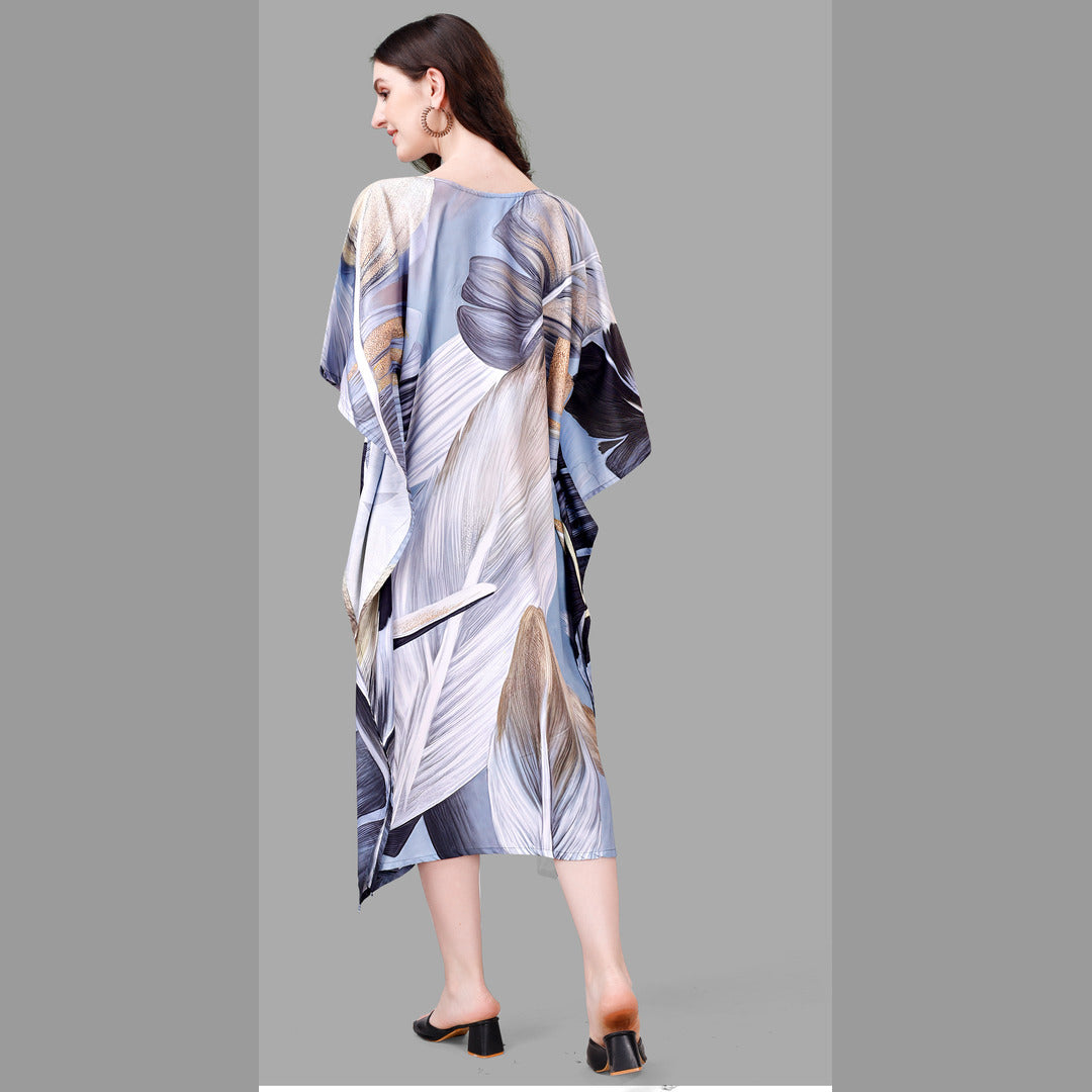Jennifer Light Blue & White Rayon Kaftan