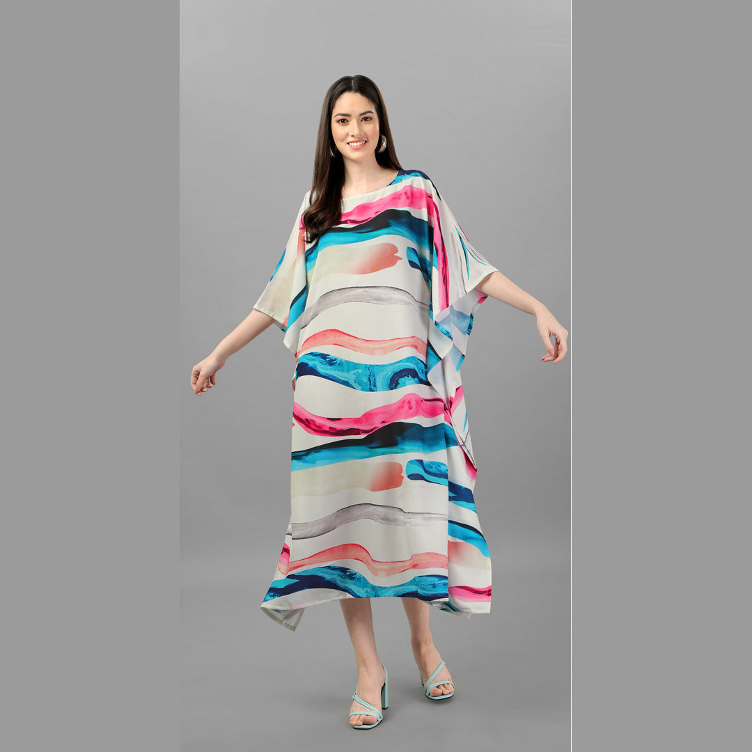 Emmy Pink & Blue Rayon Kaftan