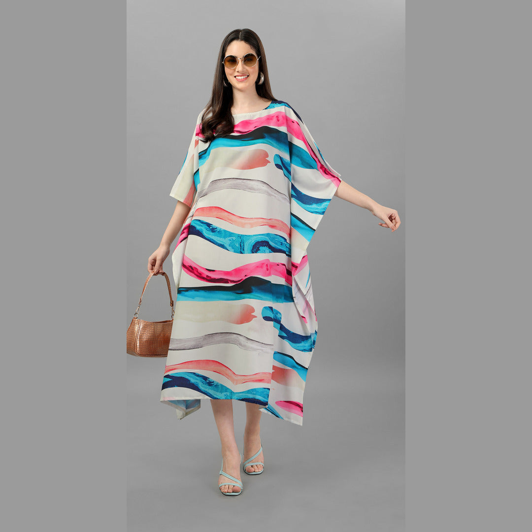 Emmy Pink & Blue Rayon Kaftan