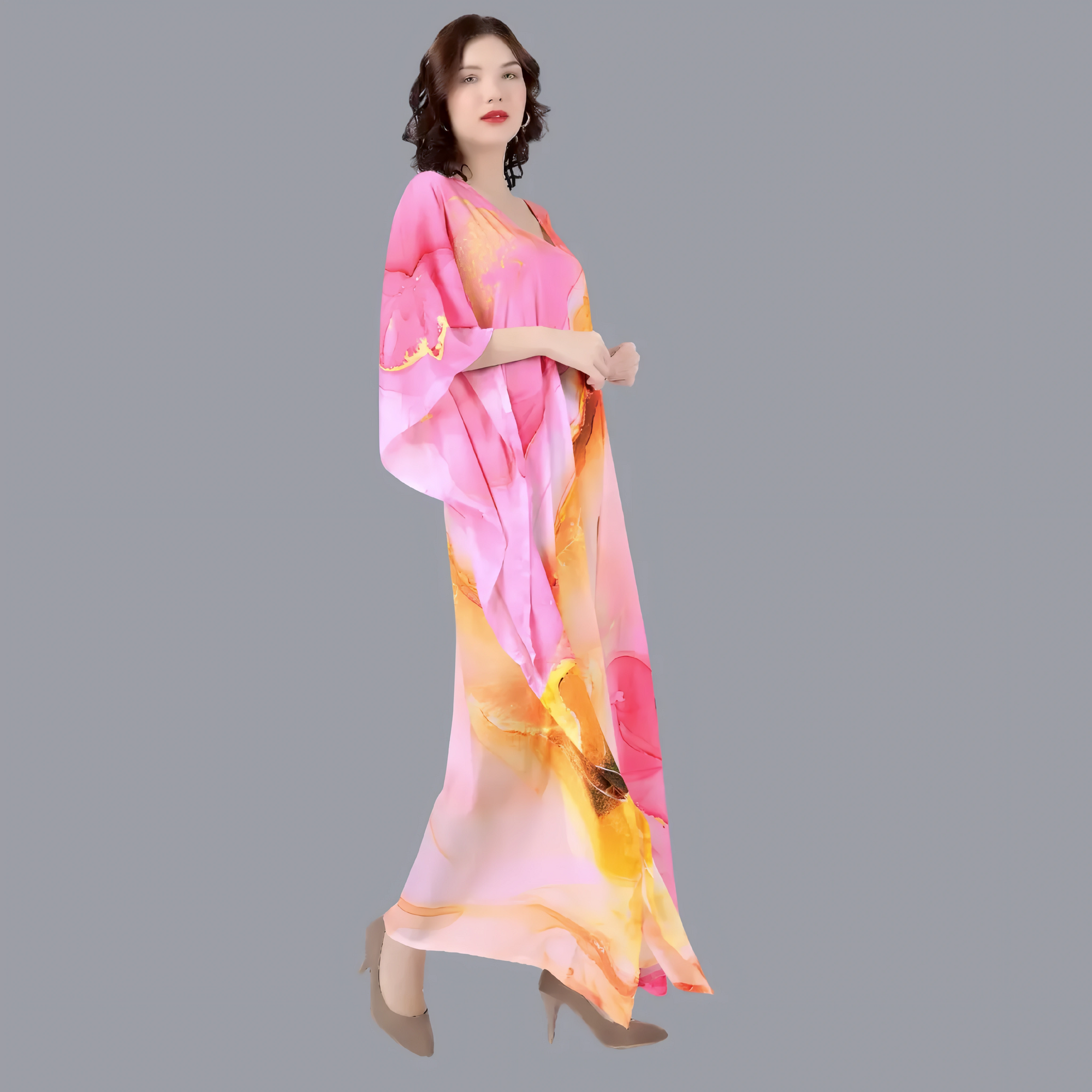Shruti Pink & Orange Silk Kaftan