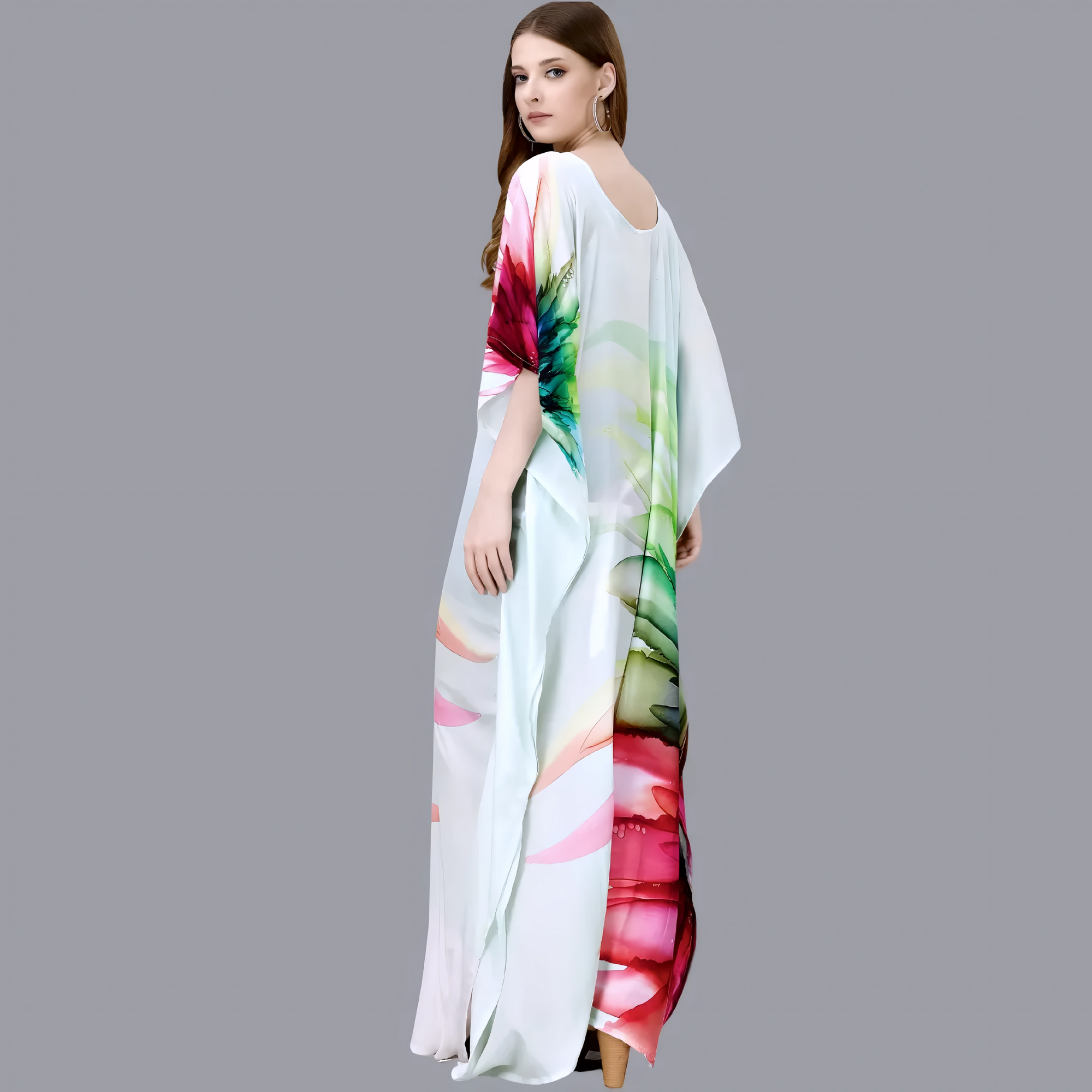 Tara White & Pink Silk Kaftan