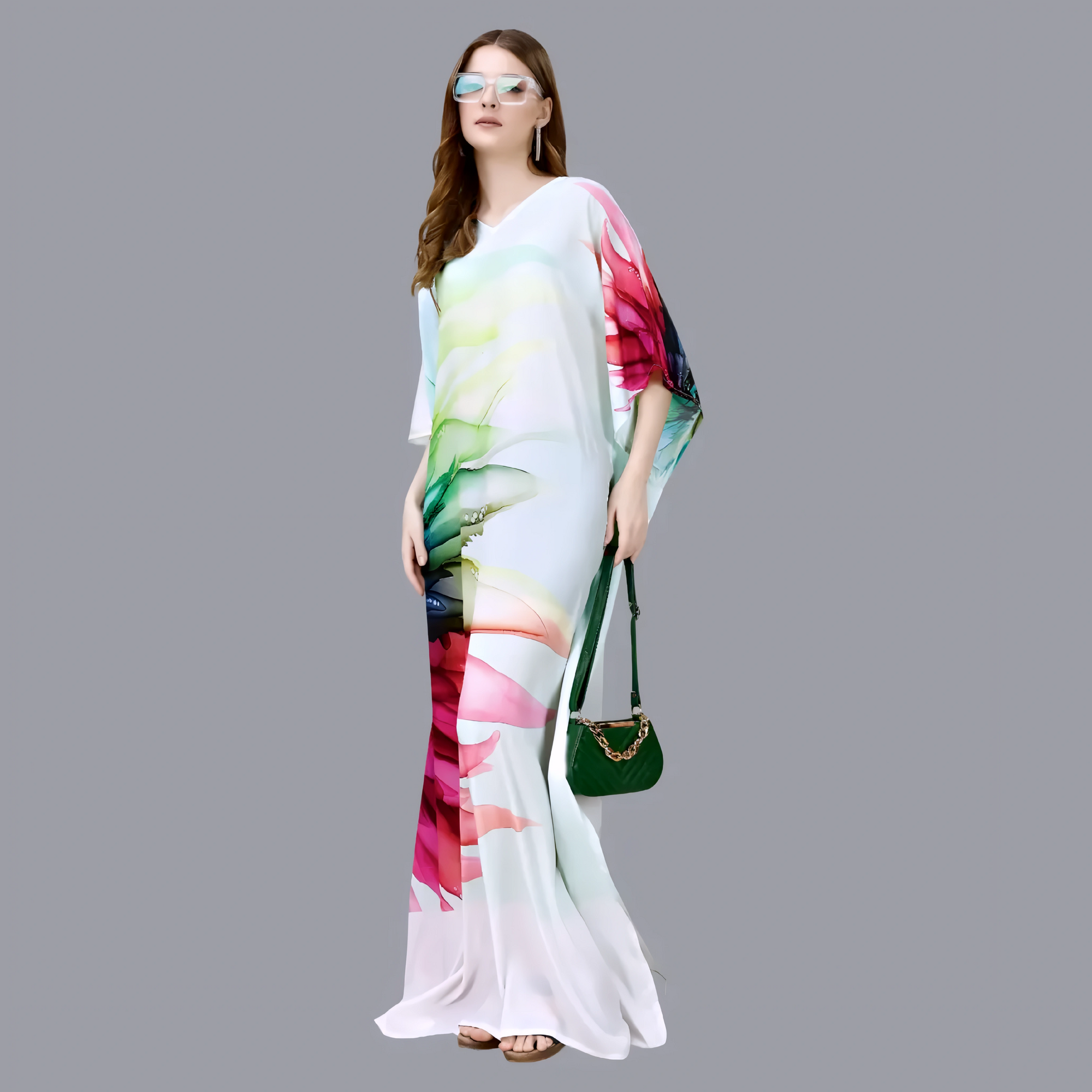 Tara White & Pink Silk Kaftan