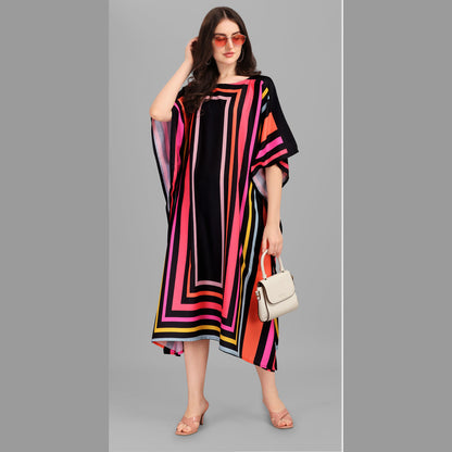 Amanda Black & Red Rayon Kaftan