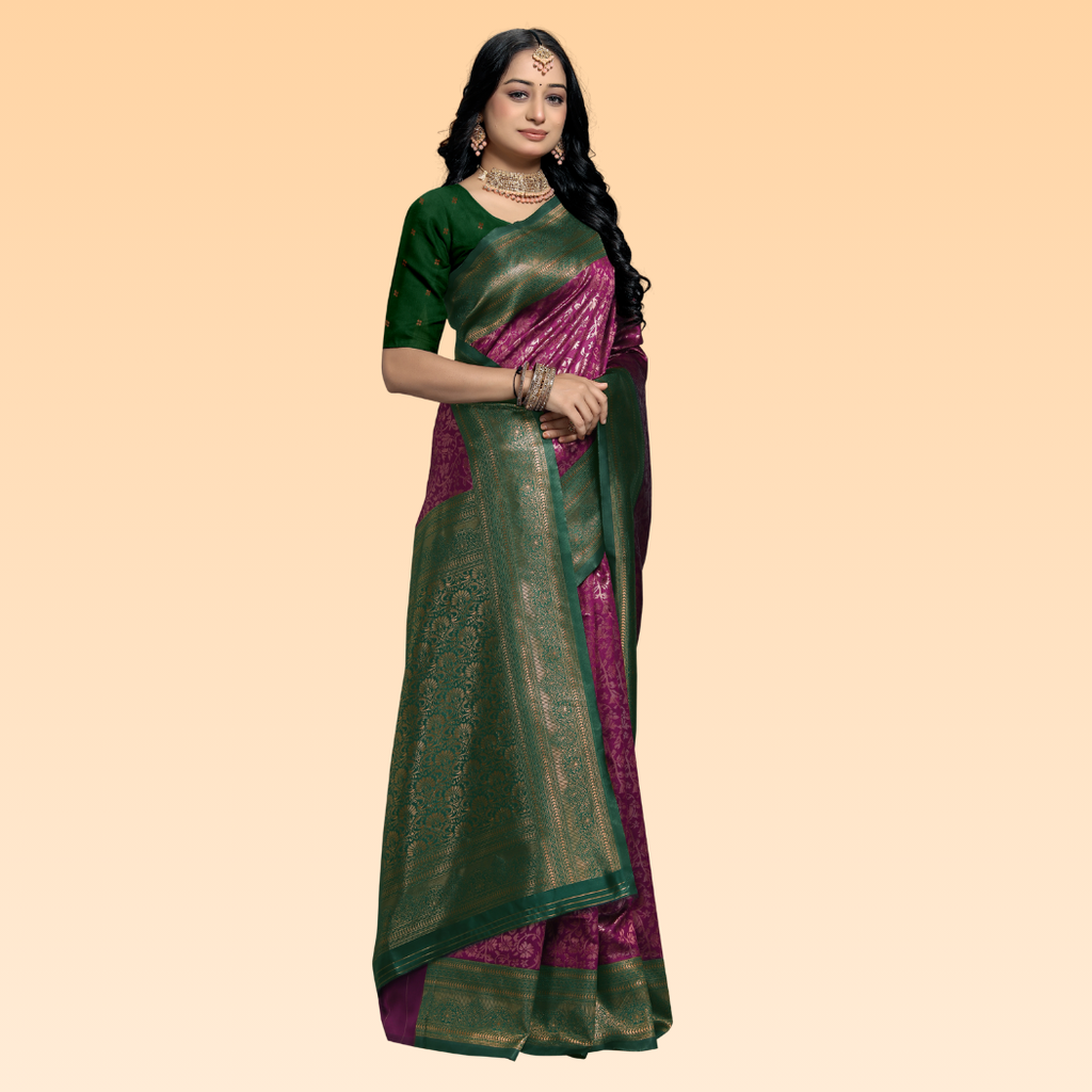 Art Silk green Banarasi Saree - 7
