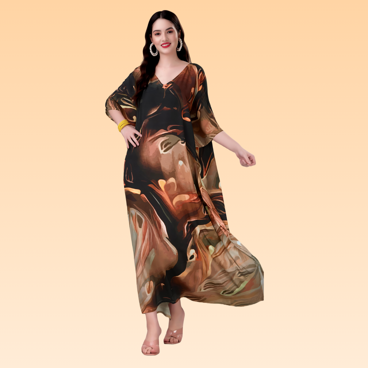 Rekha Brown & Bronze Silk Kaftan